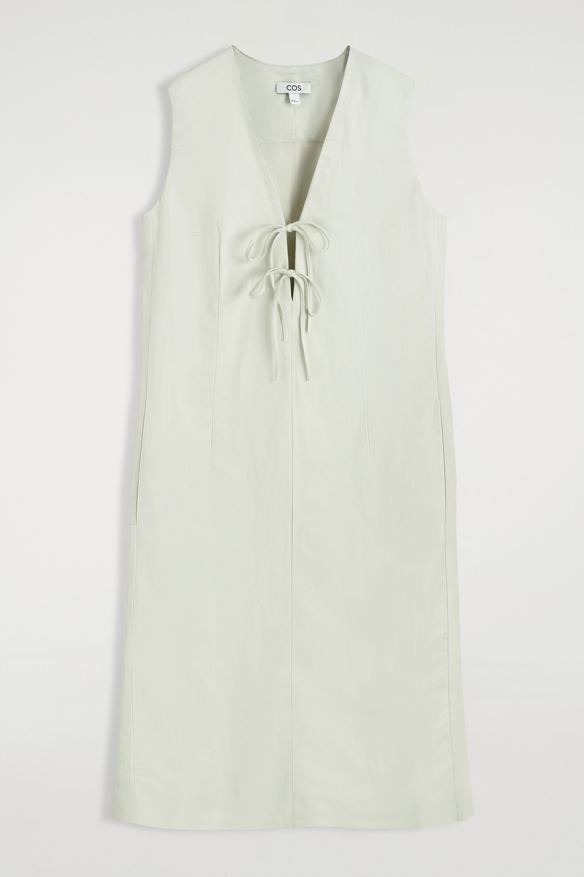 Linen-Blend Tie-Front Midi Dress