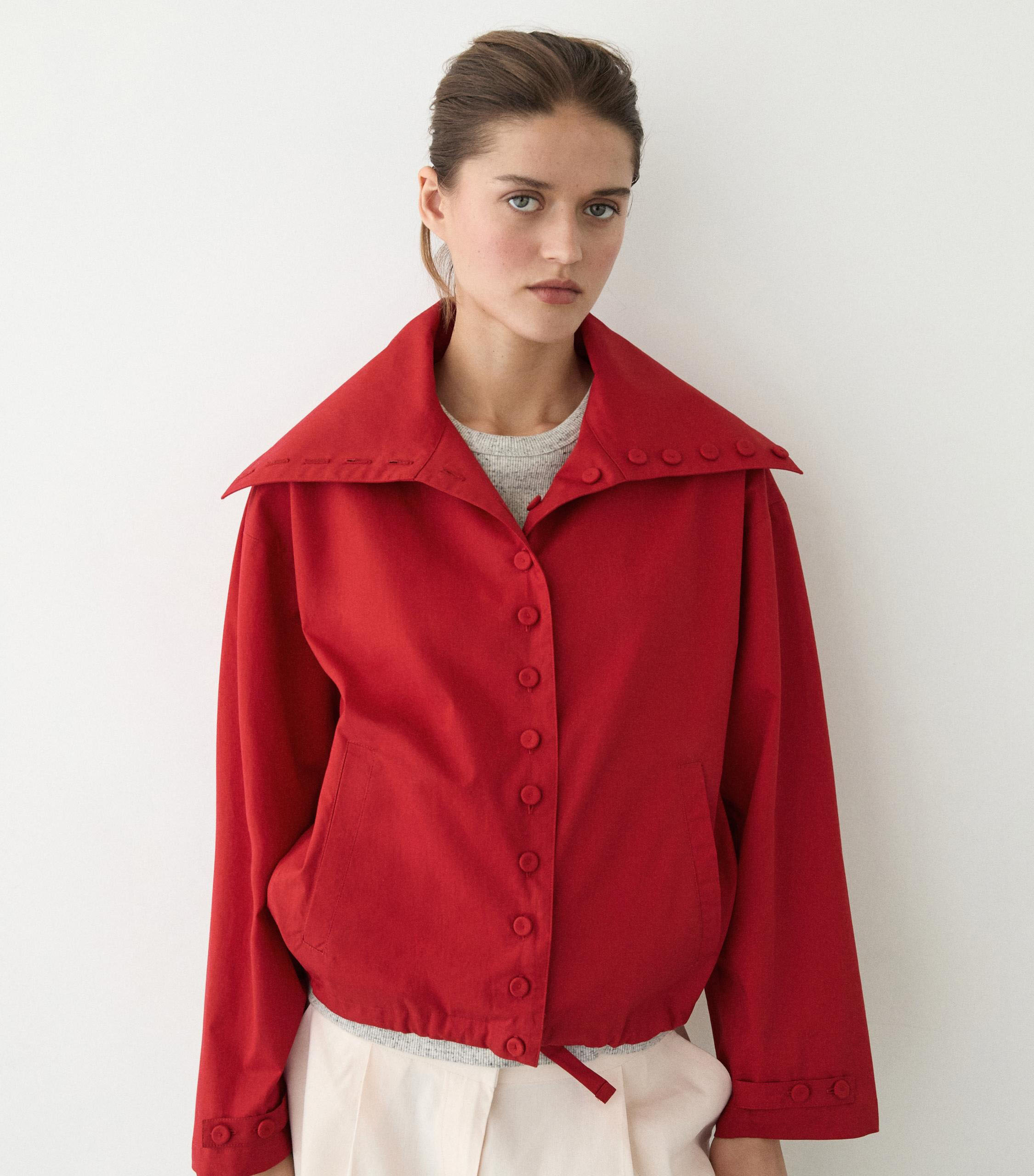 Massimo Dutti, Lightweight Cotton Jacket With Button Details