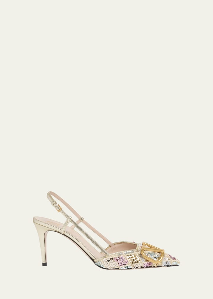 Vlogo Signature Sequined Beaded Slingback Pumps
