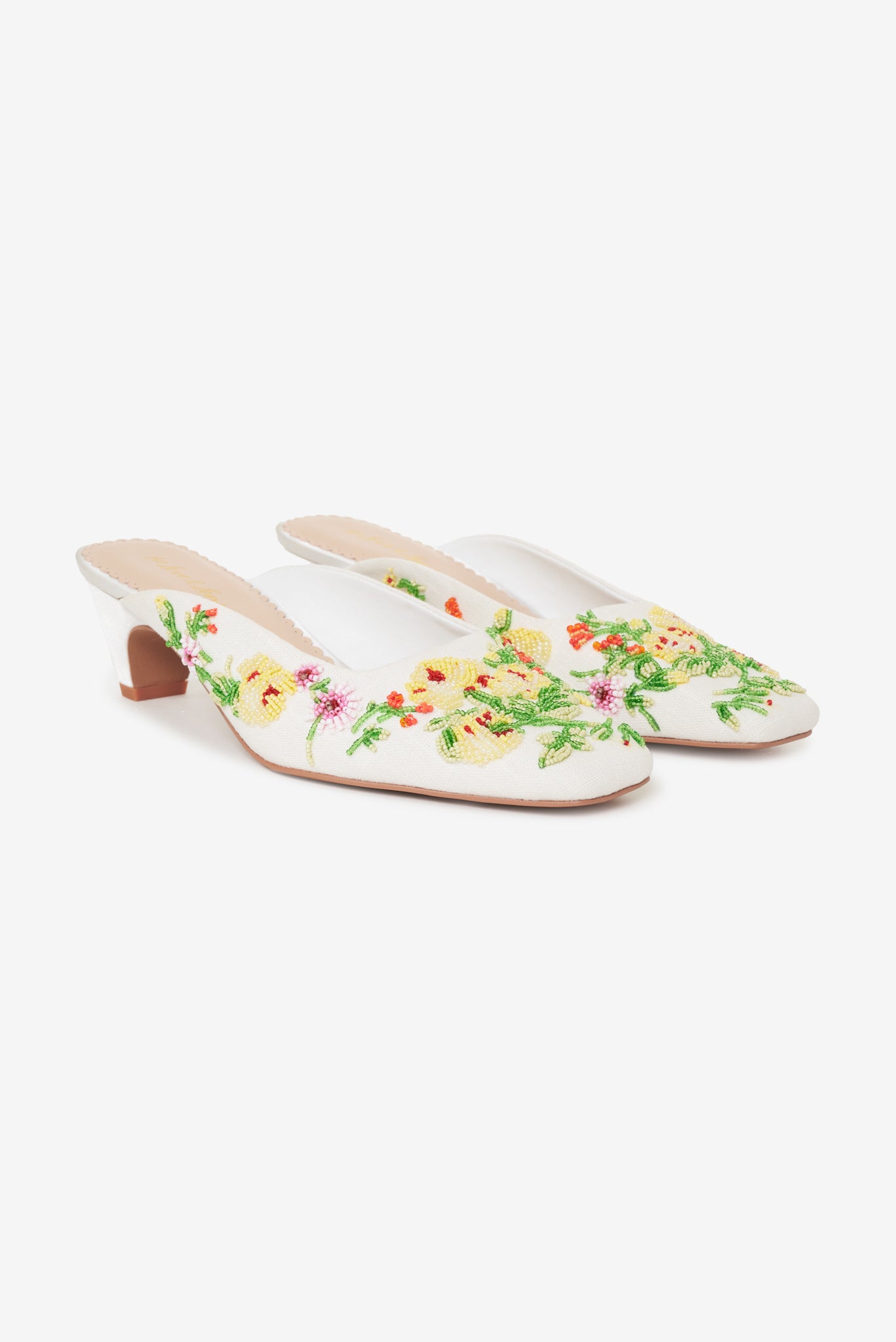 Elodie Floral Beaded Mule &amp;mdash; White