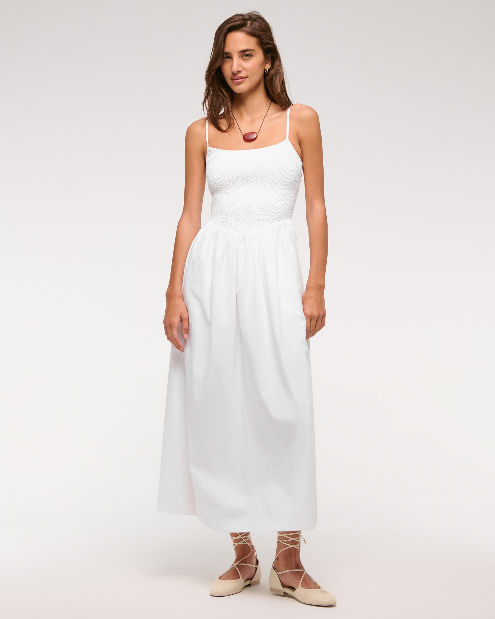 A&amp;amp;f Sydney Smocked Dipped-Waist Midi Dress