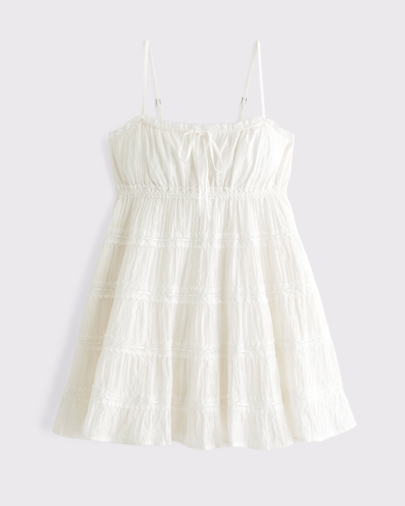 Lace Tie-Front Mini Dress