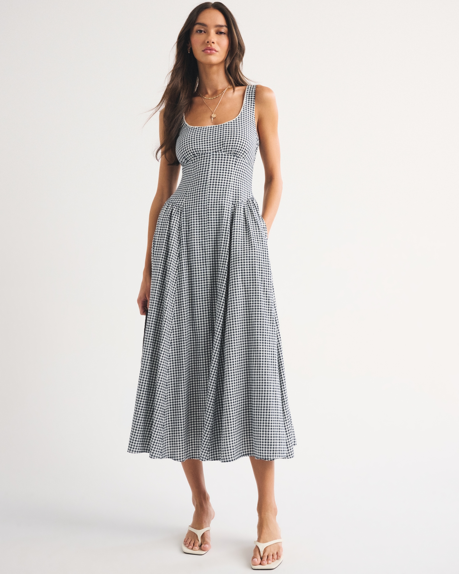 Linen-Blend A&amp;amp;f Bra-Free Dylan Midi Dress