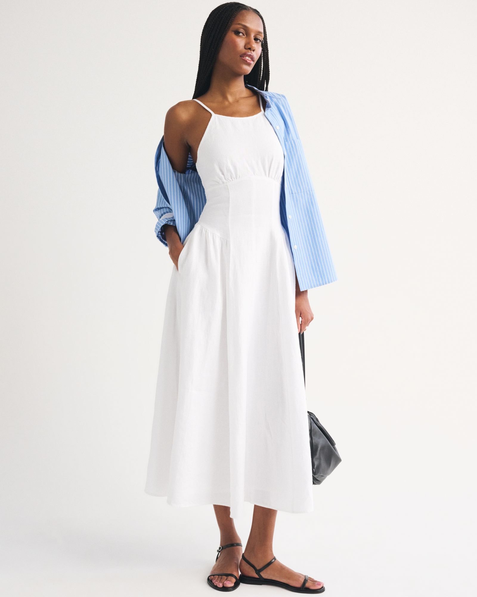 100% Linen A&amp;amp;f Dylan Halter Midi Dress