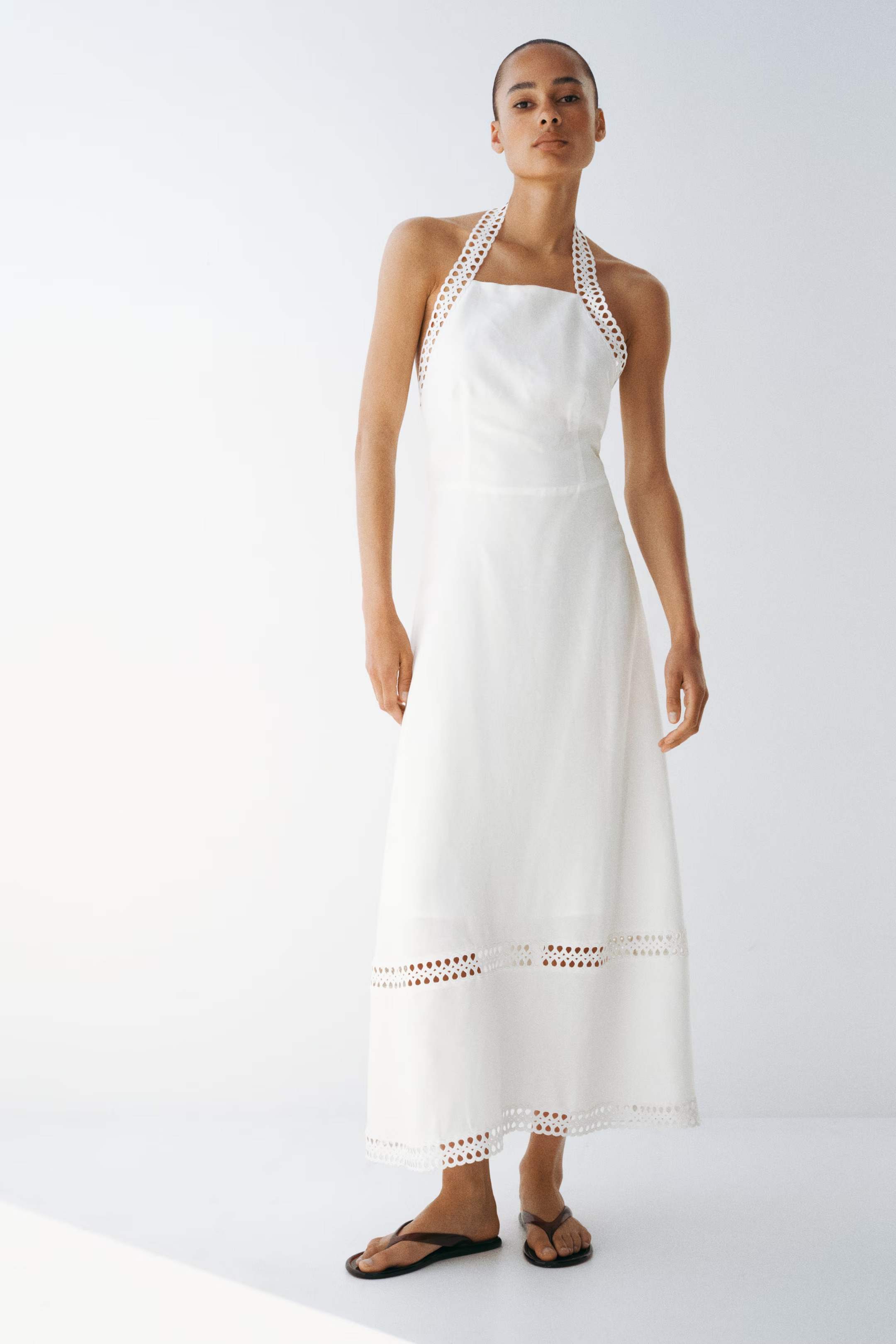 H&amp;amp;M, Linen-Blend Halterneck Dress