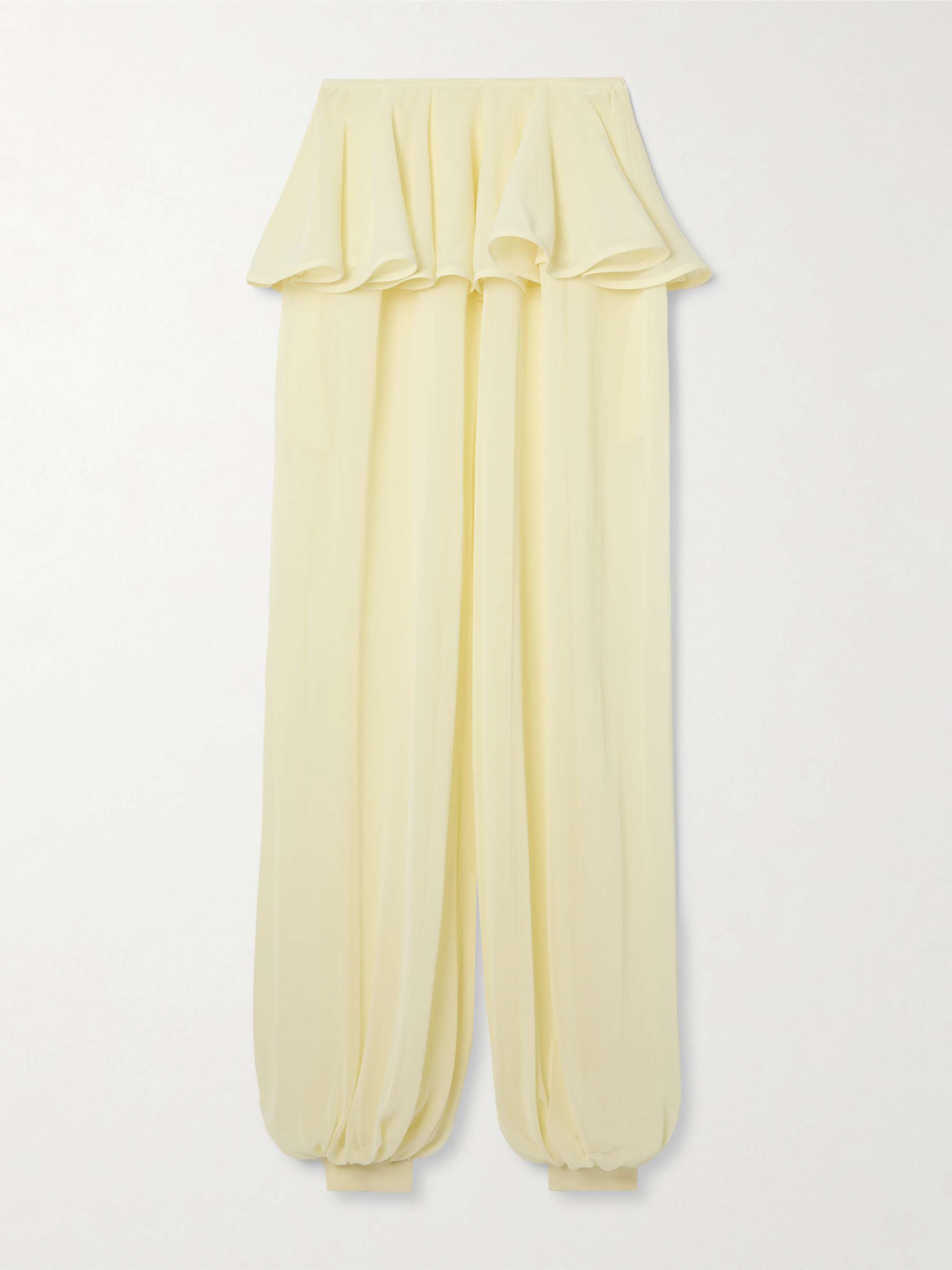 Pleated Georgette Peplum Balloon Pants