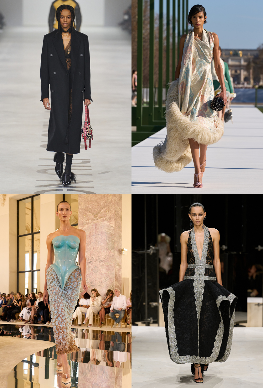 An image of the T-bar heel trend, a key autumn 2026 shoe trend, as seen on the runway at Schiaparelli, Fendi, Dior and Givenchy.