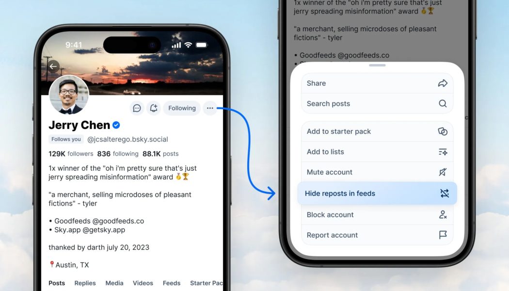 Bluesky now lets you hide reposts from that annoying person you follow