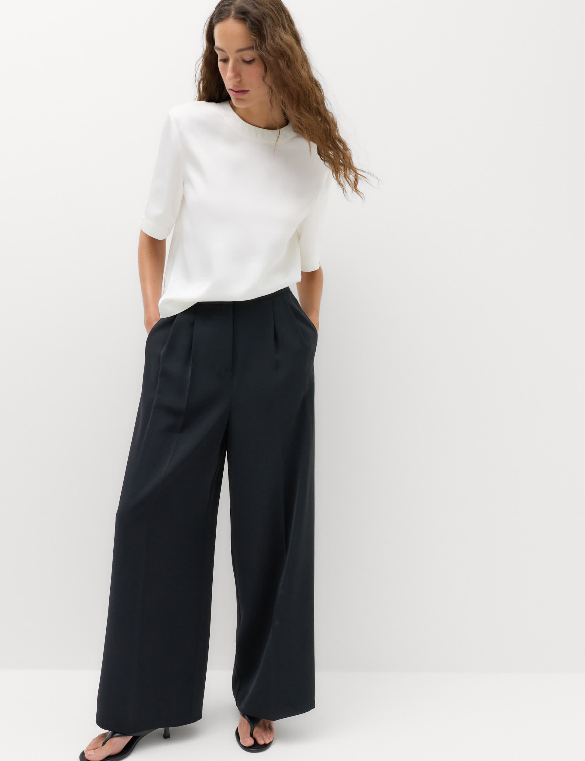 Pleated Wide Leg Trousers