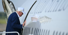 Donald Trump Rode Off In A Catering Truck & Onto Another Plane Due To Threats From Iran