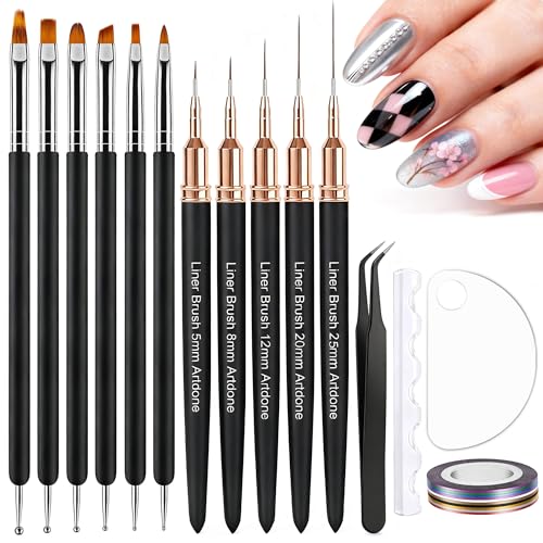 Artdone Nail Striping Tape Lines Kit With Nail Art Pens Liner Brushes