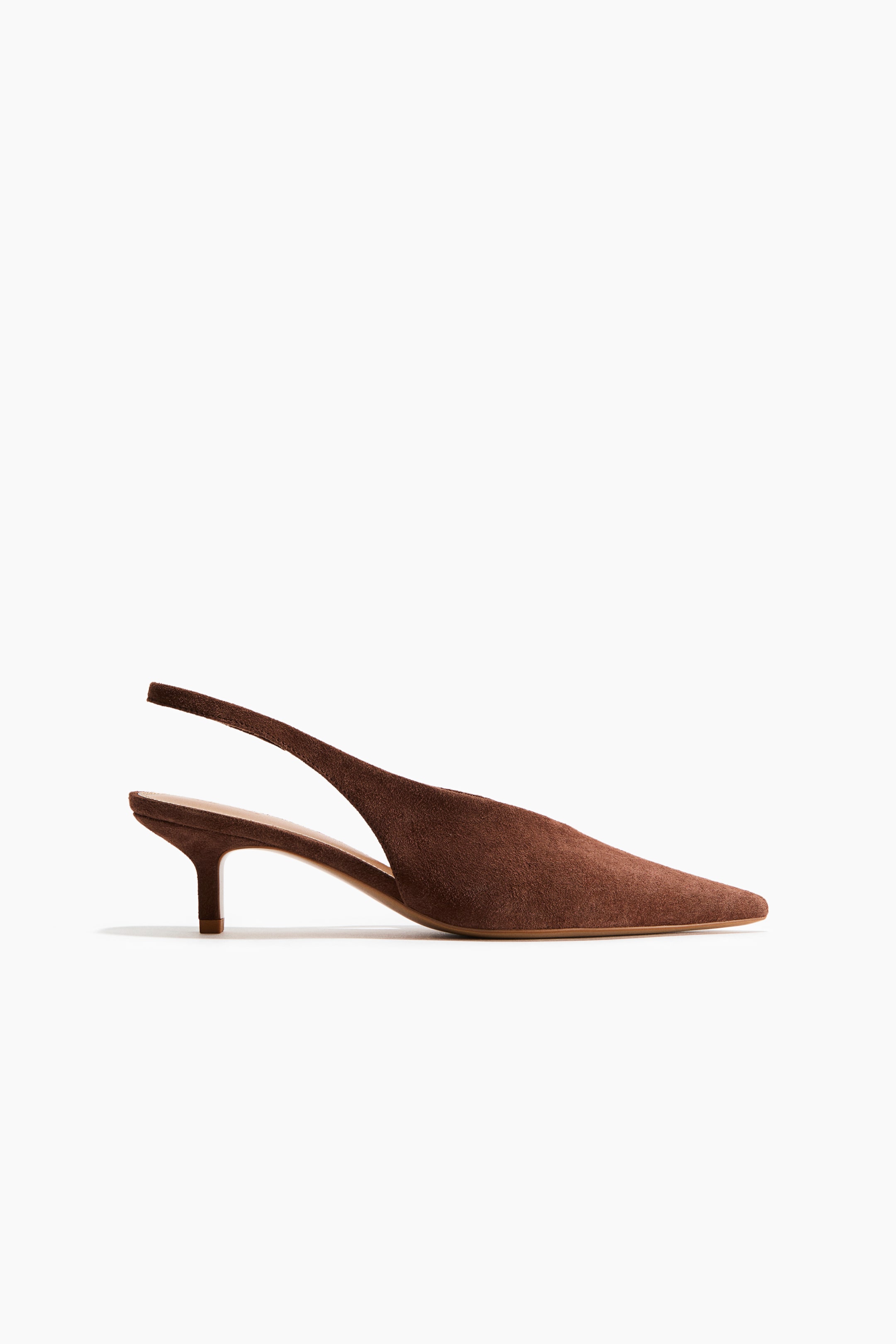 Kitten-Heeled Leather Slingbacks