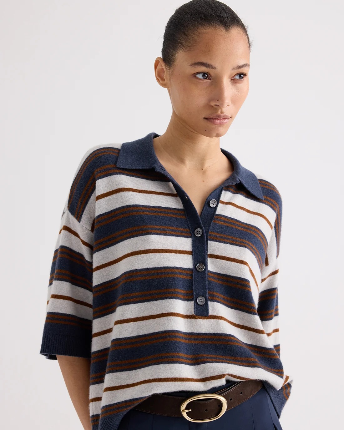 TWP, SS Polo Sweater With Stripes