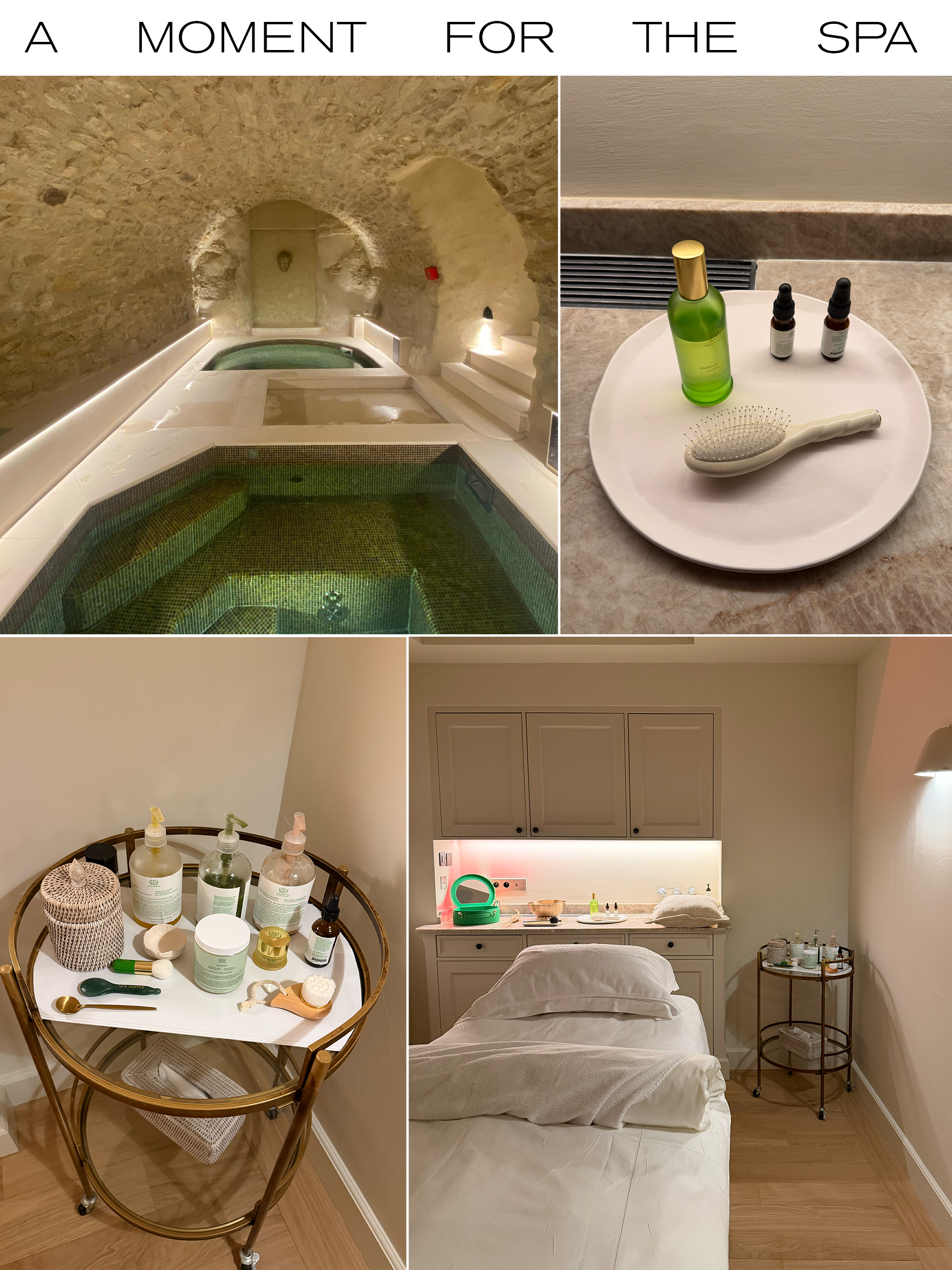 a collage of hotel images of Crillon Le Brave