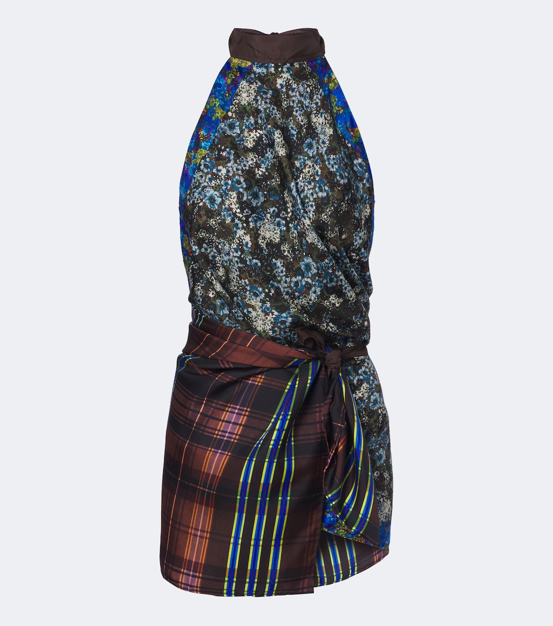 Printed Halterneck Silk Twill Top in Multicoloured - Dries Van Noten