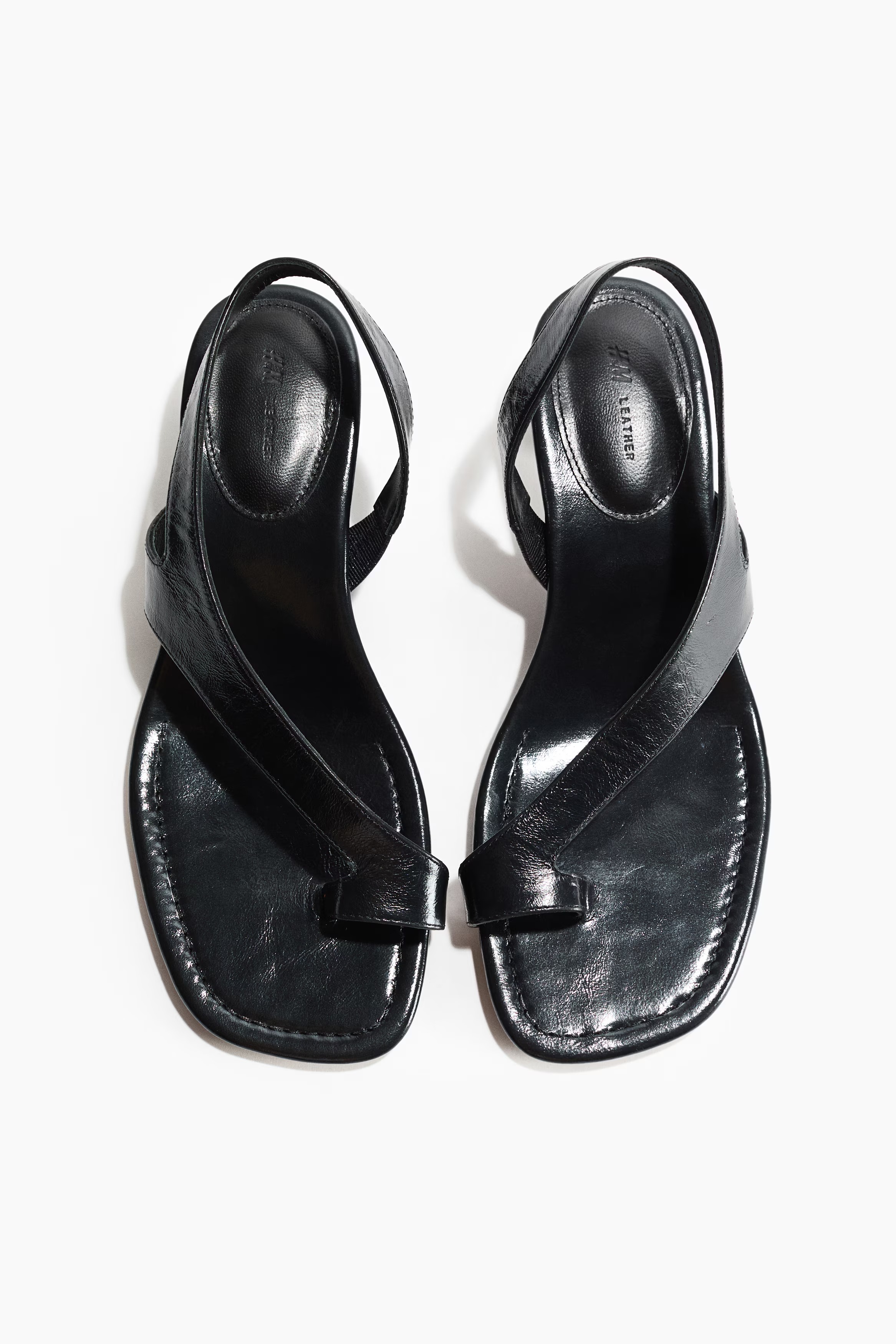 H&amp;amp;M, Kitten-Heeled Leather Sandals