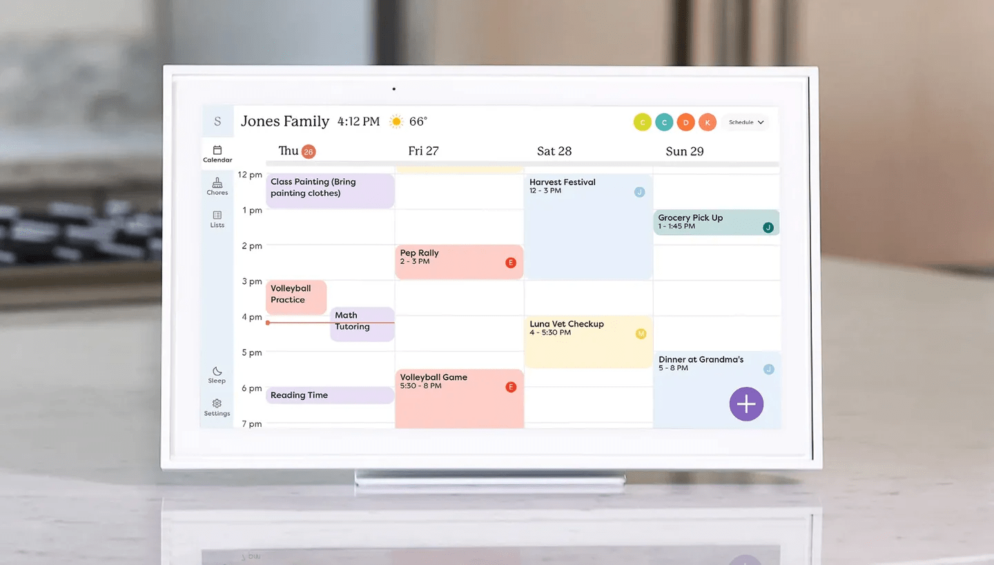 Skylight Calendar sitting on stand