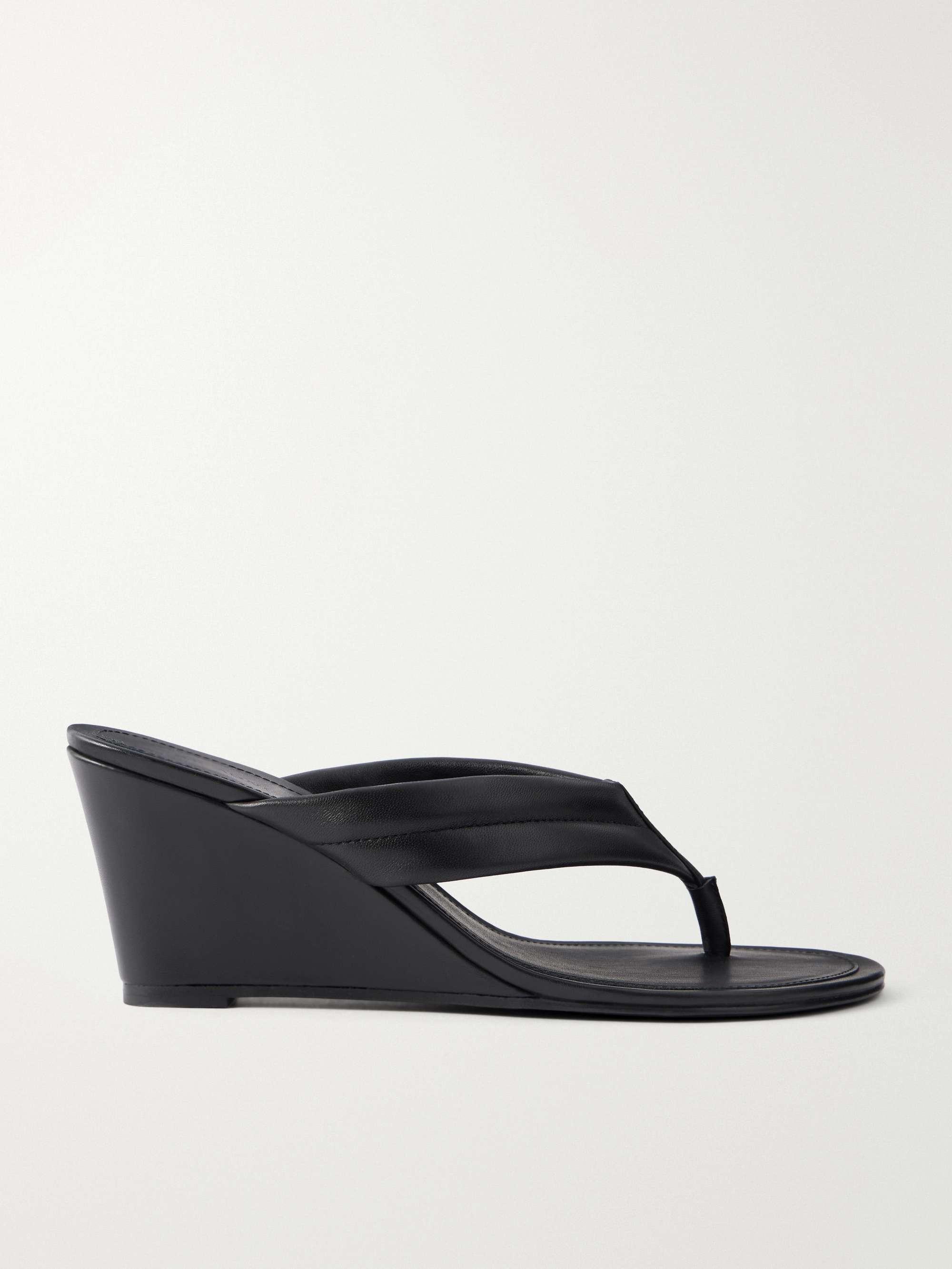Leather Wedge Thong Sandals